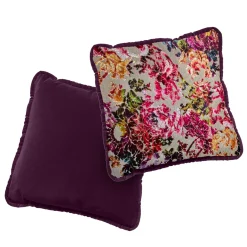 Biosofa Cuscino reversibile in fantasia floreale e velluto bordeaux> Cuscini