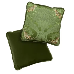 Biosofa Cuscino reversibile in seta Jungle e velluto verde muschio> Cuscini