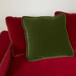Biosofa Cuscino reversibile in seta Jungle e velluto verde muschio><noscript><img width=