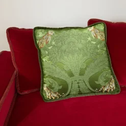 Biosofa Cuscino reversibile in seta Jungle e velluto verde muschio><noscript><img width=