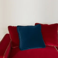 Biosofa Cuscino reversibile in velluto blu notte e fantasia floreale><noscript><img width=