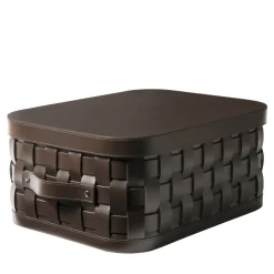 Pinetti Demetra Brown Cestino corto rettangolare con coperchio> Ceste