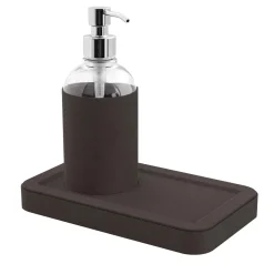 Pinetti Dispenser Igea in pelle grigia con vassoio> Arredo Bagno