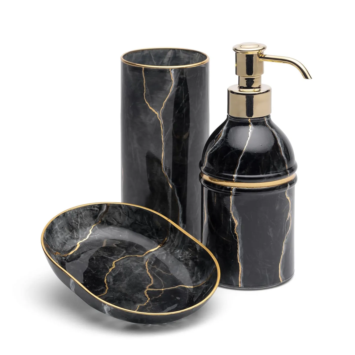 Griffe Montenapoleone by Vetrerie di Empoli Dispenser in vetro ispirato al marmo Portoro> Arredo Bagno