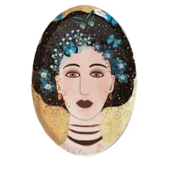 Vetrofuso DONNE FIORITE Bianca Vassoio ovale> Piatti Decorativi