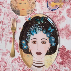 Vetrofuso DONNE FIORITE Bianca Vassoio ovale><noscript><img width=