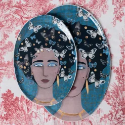 Vetrofuso DONNE FIORITE Vassoio ovale Shamsi> Piatti Decorativi