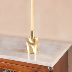 Caspal Elegante portacandele corto in ottone spazzolato><noscript><img width=