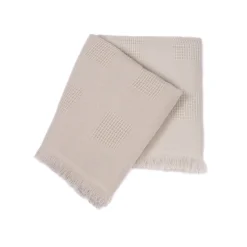 San Patrignano Farnese Polvere chiara 100% Cashmere Singolo Plaid con frange corte> Coperte