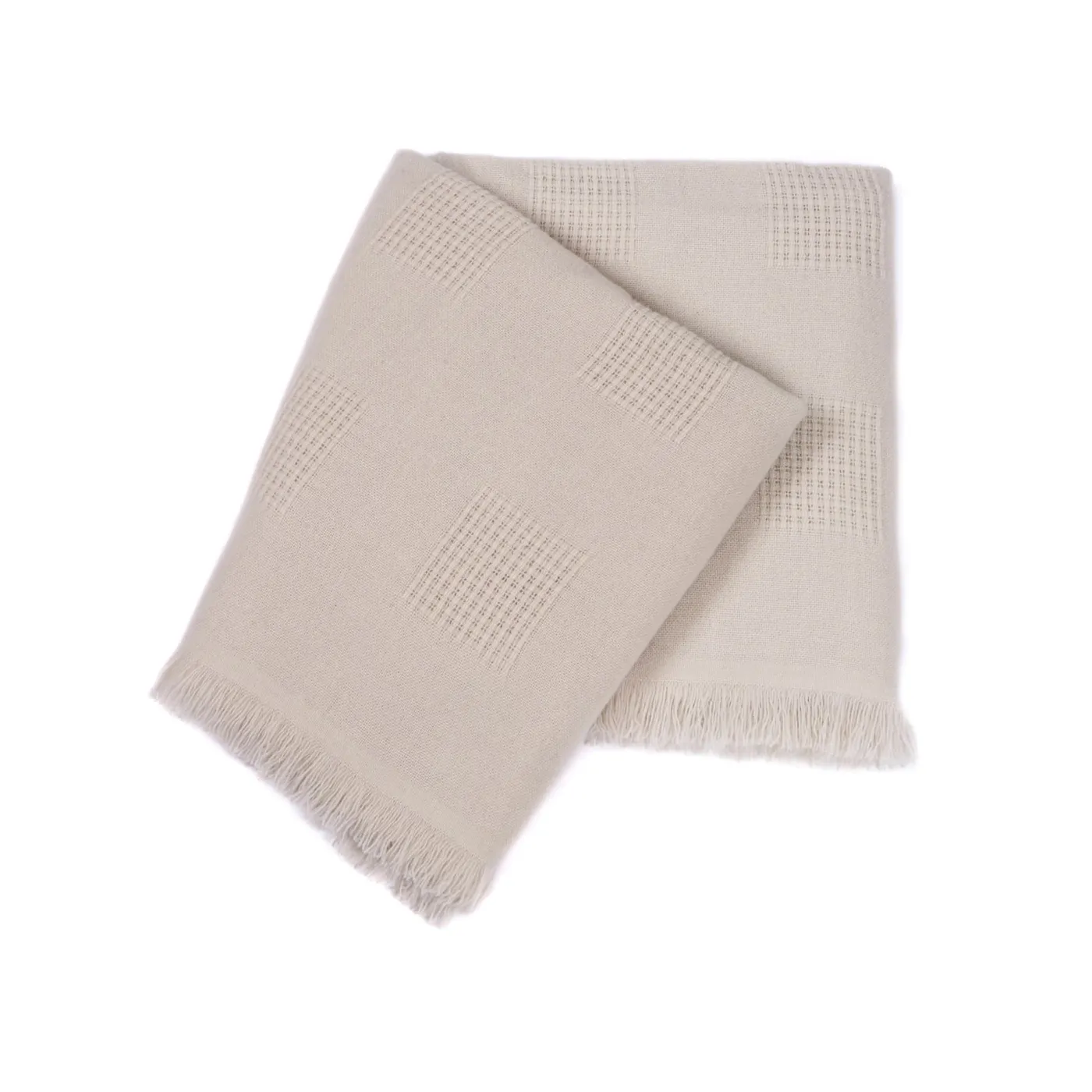 San Patrignano Farnese Polvere chiara 100% Cashmere Singolo Plaid con frange corte> Coperte