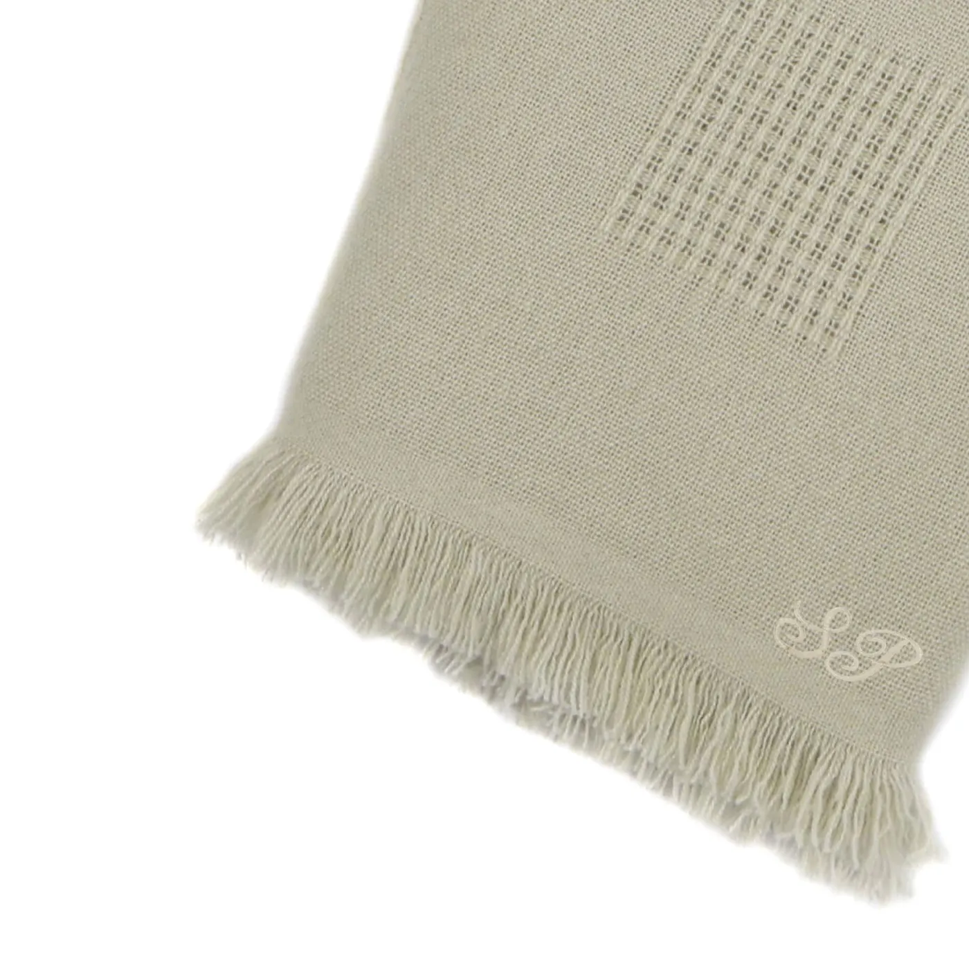 San Patrignano Farnese Salvia chiara 100% Cashmere Singolo Plaid con frange corte> Coperte