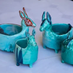 Patrizia Italiano Figurina Asino con Ali in Ceramica Azzurro Chiaro><noscript><img width=