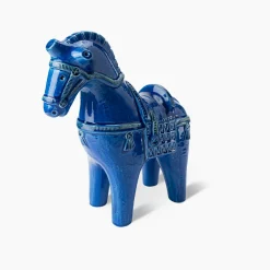 Bitossi Ceramiche Figurina di cavallo in piedi Rimini Blu di Aldo Londi> Statuine