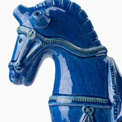Bitossi Ceramiche Figurina di cavallo in piedi Rimini Blu di Aldo Londi><noscript><img width=