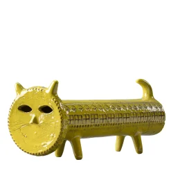 Bitossi Ceramiche Figurina di gatto giallo di Aldo Londi> Statuine