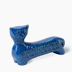 Bitossi Ceramiche Figurina di gatto lungo Rimini Blu di Aldo Londi> Statuine