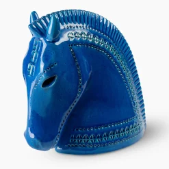 Bitossi Ceramiche Figurina testa di cavallo Rimini Blu di Aldo Londi><noscript><img width=
