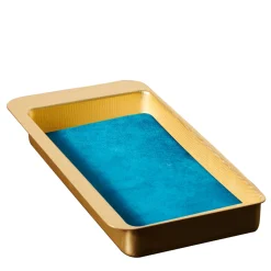 Zanetto Firenze Vassoio rettangolare a tasca vuota oro e azzurro> Svuotatasche