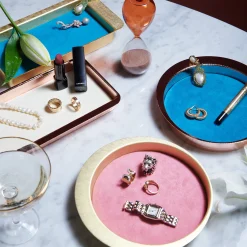 Zanetto Firenze Vassoio rettangolare a tasca vuota oro e azzurro> Svuotatasche