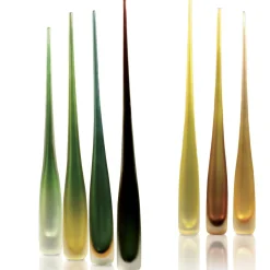 Fornace Mian Flute Smeraldo Vaso marrone e ambra> Bottiglie Decorative