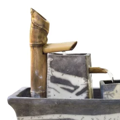 Laab Fontana moderna Genesi Bamboo in ceramica bianca e nera con effetto craquelé><noscript><img width=