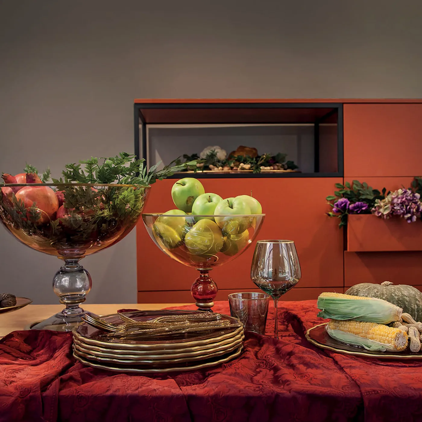 Griffe Montenapoleone by Vetrerie di Empoli Fruttiera grande Arlecchino> Centrotavola