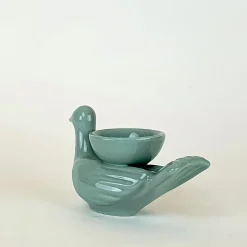 Ceramica Gatti 1928 Grande Portacandela in Ceramica Fiamme Bestiali Colomba Blu Lavagna> Candelieri E Portacandele