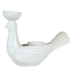 Ceramica Gatti 1928 Grande Portacandela in Ceramica Fiamme Bestiali Colomba Bianca> Candelieri E Portacandele