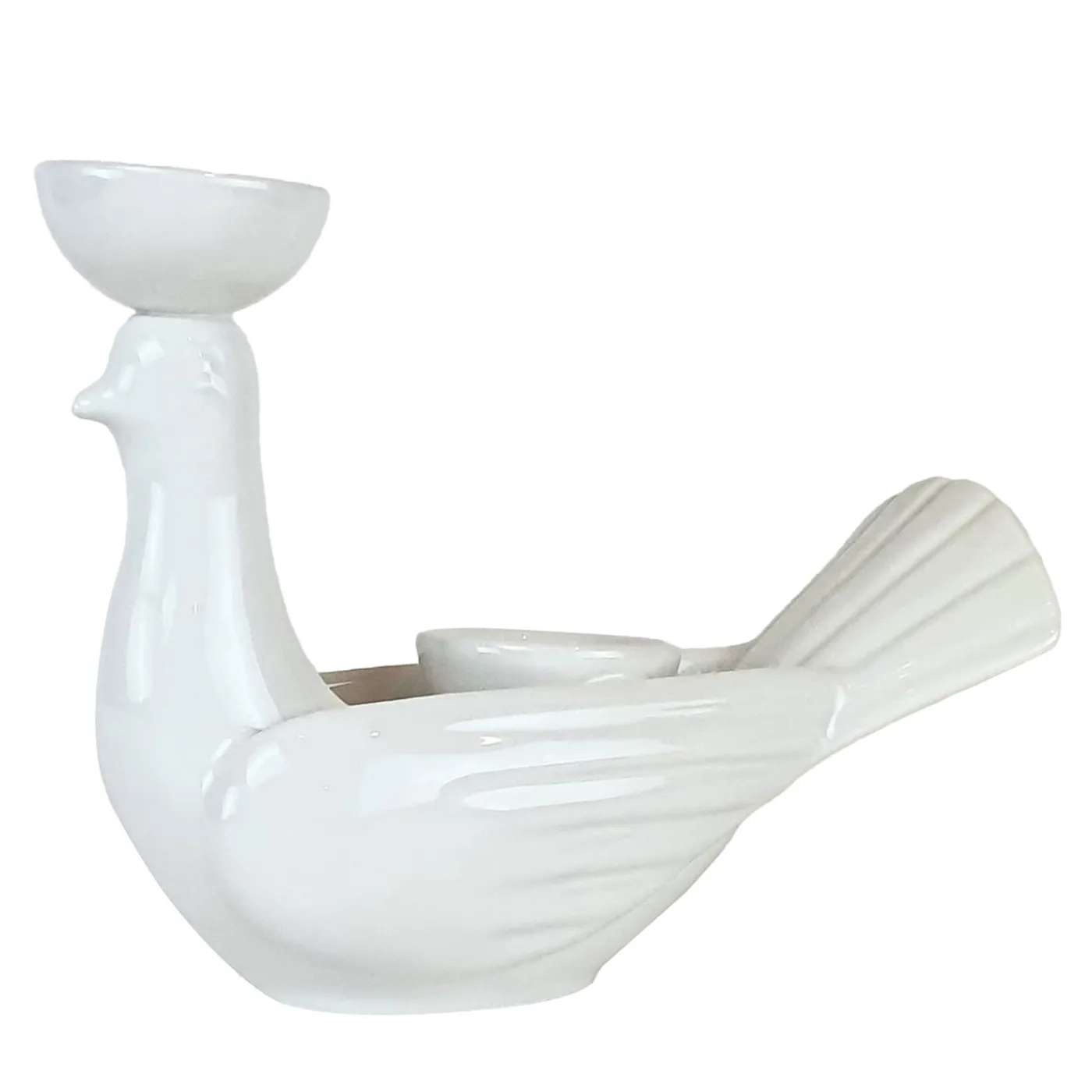 Ceramica Gatti 1928 Grande Portacandela in Ceramica Fiamme Bestiali Colomba Bianca> Candelieri E Portacandele