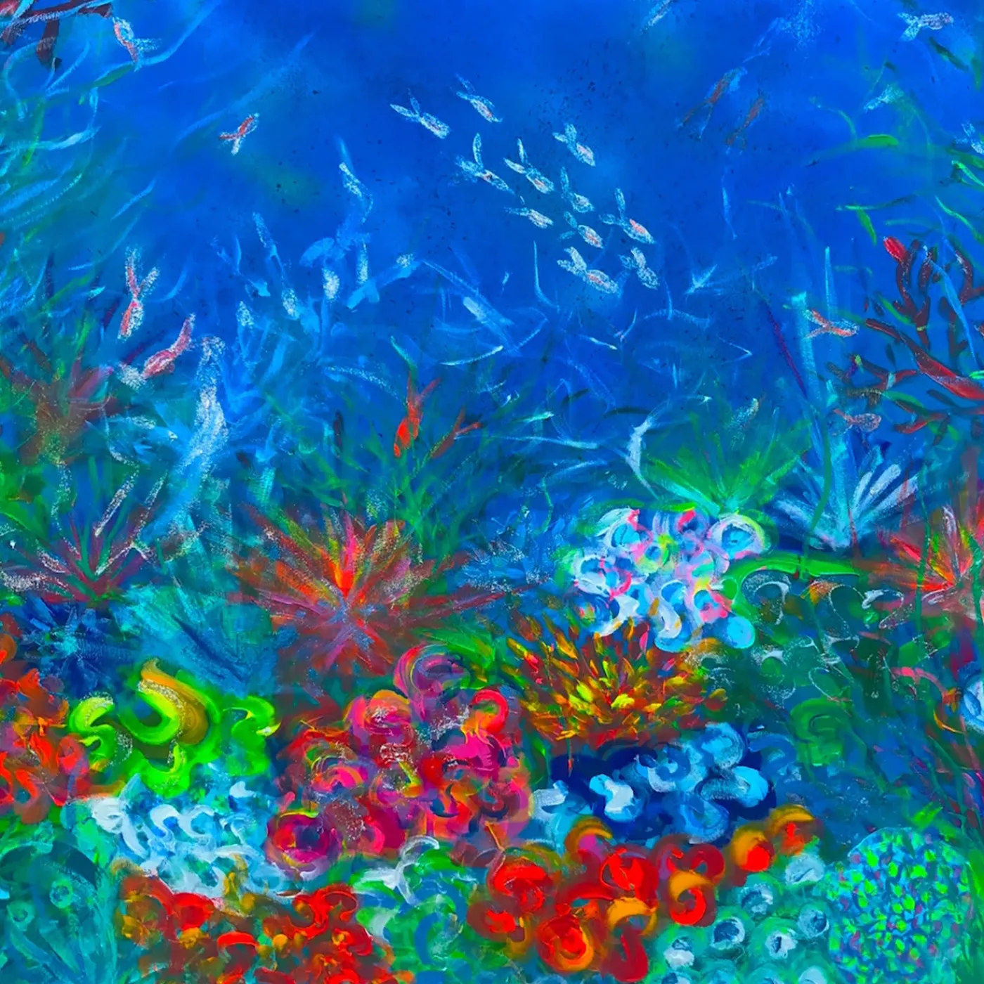 Elisabetta Milan Il mio giardino sottomarino Pittura acrilica> Pannelli Decorativi