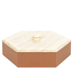 Pinetti Kelly Scatola nocciola bassa a taglio esagonale con coperchio> Scatole