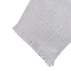 San Patrignano Kimberly Ecru 100% Cashmere Doppio Plaid con frange corte><noscript><img width=