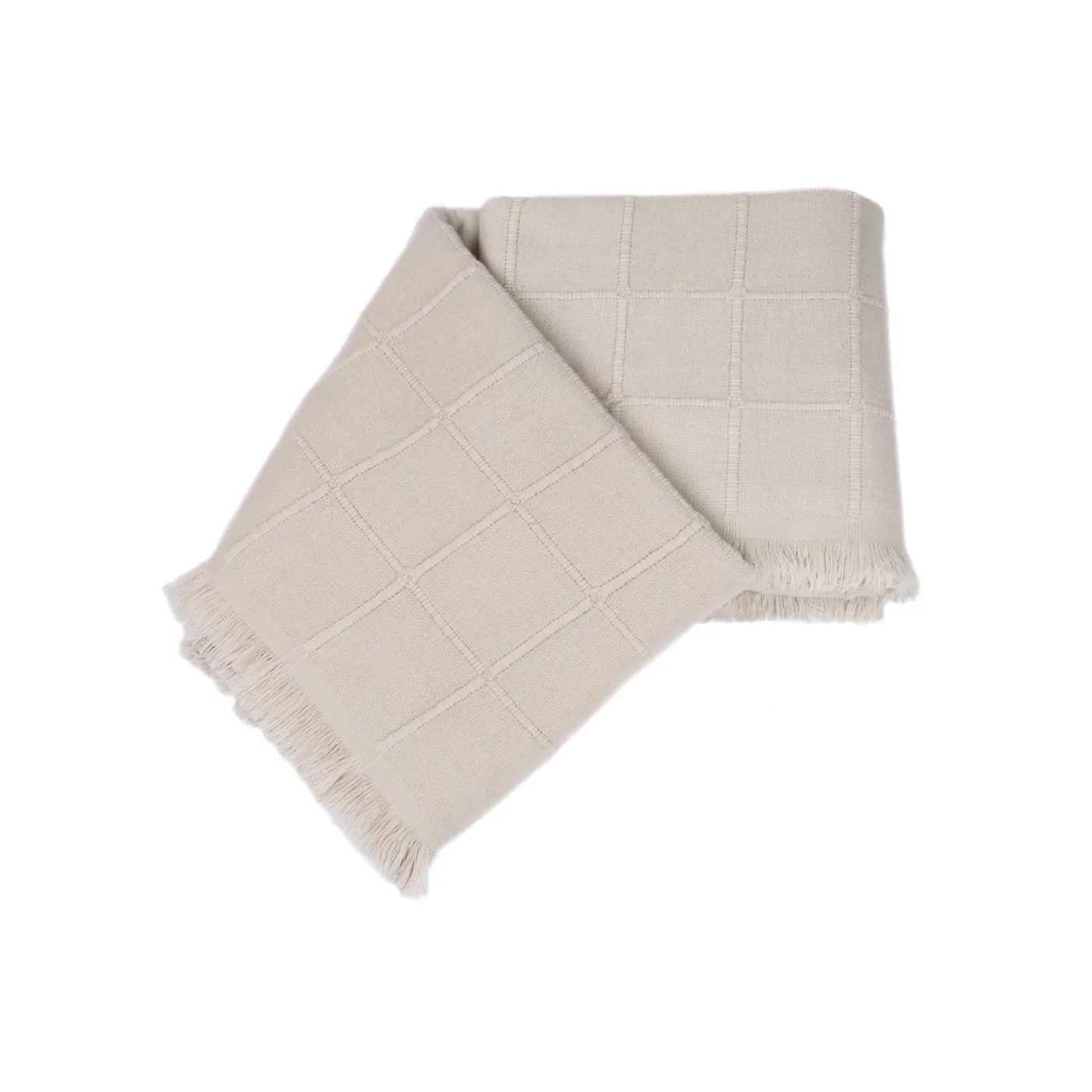 San Patrignano Kimberly Soft Powder 100% Cashmere Double Plaid con frange corte laterali> Coperte