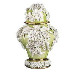 I Borbone Capodimonte La Terra Floral Potiche verde e bianca di Antonio Fullin> Vasi Con Coperchio