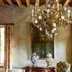 I Borbone Capodimonte La Terra Floral Potiche verde e bianca di Antonio Fullin> Vasi Con Coperchio