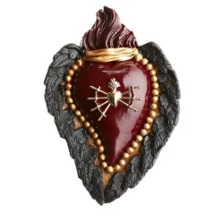 Cuore di Argilla LATO OSCURO DEL CUORE CUORE IN CERAMICA ROSSA E NERA> Sculture Da Parete