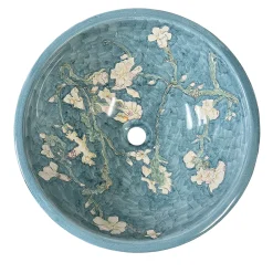 Francesco De Maio Lavello verde "Fiori di Mandorlo" di Van Gogh> Lavabi E Vasche Da Bagno