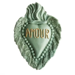 Cuore di Argilla LE TEMPS DE L'AMOUR CUORE IN CERAMICA VERDE ACQUA> Sculture Da Parete