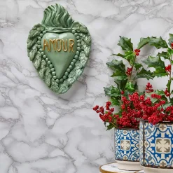 Cuore di Argilla LE TEMPS DE L'AMOUR CUORE IN CERAMICA VERDE ACQUA><noscript><img width=
