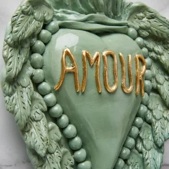 Cuore di Argilla LE TEMPS DE L'AMOUR CUORE IN CERAMICA VERDE ACQUA><noscript><img width=