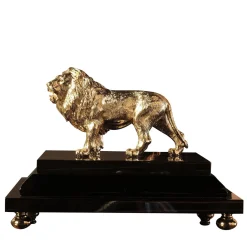 Petri Firenze Leone in ottone con base in lacca nera Figurina> Statuine