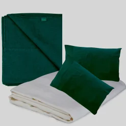 Once Milano Letto estivo Set di lino verde foresta><noscript><img width=
