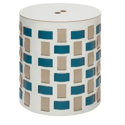 Rudi Lisbona N. 13 Cestino rotondo bianco con coperchio> Ceste