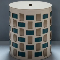 Rudi Lisbona N. 13 Cestino rotondo bianco con coperchio> Ceste