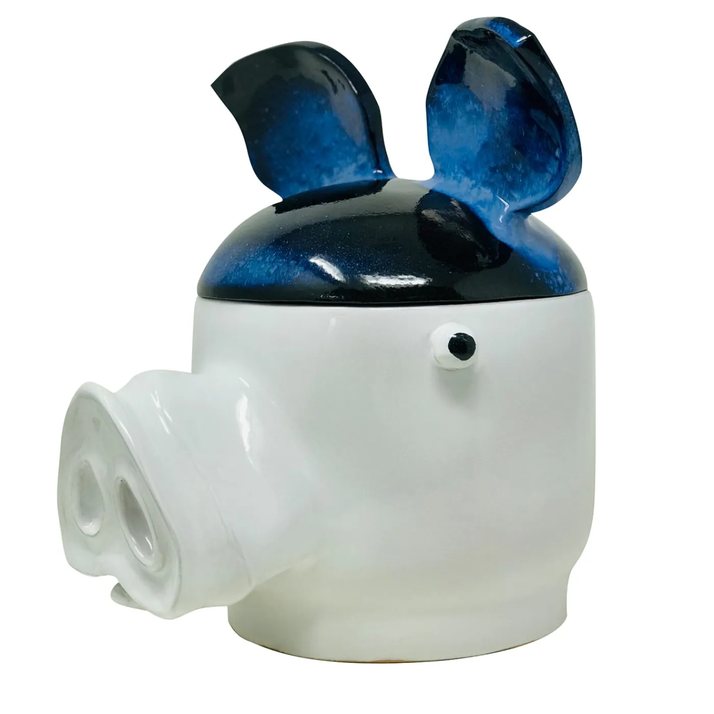 Freaklab Maiale Contenitore grande blu e bianco con coperchio> Vasi Con Coperchio