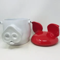 Freaklab Maiale grande Contenitore con coperchio rosso e bianco> Statuine