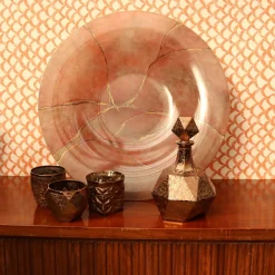 Griffe Montenapoleone by Vetrerie di Empoli Marmo Piatto grande rosa con oro><noscript><img width=