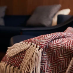 Luhdo Maxi plaid fantasia Chevron turchese e rosso reale> Coperte