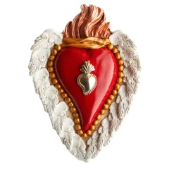 Cuore di Argilla METTERE LE ALI AL CUORE IN CERAMICA BIANCA E ROSSA> Sculture Da Parete