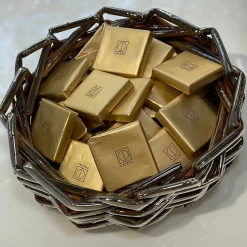 Caspal Mini cestino rotondo intrecciato in argento placcato> Ceste